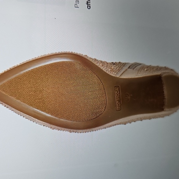 NIB TOP MODA SHOES Brazil Pointy Toe Boot Side Zip Rose Gold Glitter 3.5" Heel 7 - Picture 8 of 12